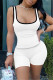 White Fashion Casual Solid Vests U Neck Sleeveless Two Pieces