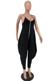 Blue Red Sexy Casual Solid Patchwork Backless Spaghetti Strap Loose Jumpsuits