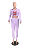 Yellow Sportswear Print Patchwork O Neck Long Sleeve Two Pieces