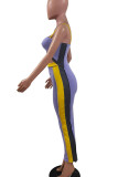 Purple Sexy Print Patchwork Spaghetti Strap Pencil Skirt Dresses