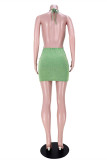 Green Fashion Sexy Solid Backless O Neck Sleeveless Dress