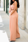 Pink Sexy Solid Bandage Strapless Sleeveless Two Pieces