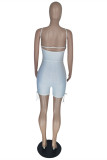 White Fashion Sexy Solid Hollowed Out Backless Spaghetti Strap Skinny Romper