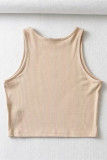 Khaki Sexy Casual Solid Vests O Neck Tops