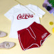 Red Fashion Casual Letter Print Basic O Neck Short Sleeve Two Pieces