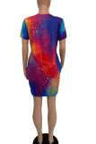 Leopard Print Casual Print Patchwork O Neck Straight Dresses
