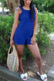 Pink Sexy Casual Solid Backless Spaghetti Strap Regular Romper