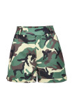 Camouflage Fashion Letter Print Camouflage Print Without Belt O Neck Plus Size Two Pieces