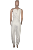 White Sexy Solid Patchwork Spaghetti Strap Harlan Jumpsuits
