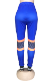 Blue Casual Print Patchwork Harlan Mid Waist Harlan Positioning Print Bottoms