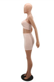 Pink Sexy Casual Solid Cardigan Vests O Neck Long Sleeve Three-piece Set