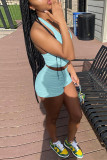 Black Sexy Casual Solid Backless Halter Sleeveless Two Pieces