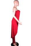 Red Sexy Casual Solid Backless Strapless Sleeveless Two Pieces