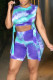 Blue Casual Print Bandage Patchwork O Neck Sleeveless Two Pieces