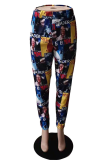 Colour Casual Print Patchwork Harlan High Waist Harlan Full Print Bottoms