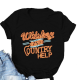 Black Casual Print Patchwork O Neck T-Shirts