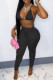 Black Fashion Sexy Solid Backless Halter Sleeveless Two Pieces