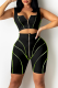 Black Sexy Solid Split Joint Zipper Collar Sleeveless Two Pieces