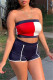Royal Blue Sexy Casual Patchwork Backless Strapless Sleeveless Two Pieces