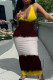 Yellow Fashion Sexy Print Basic U Neck Vest Dress