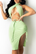 Light Green Sexy Solid Patchwork Halter Pencil Skirt Dresses