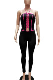 White Sexy Solid Hollowed Out Patchwork Frenulum Halter Skinny Jumpsuits