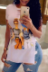 White Casual Print Patchwork O Neck Straight Dresses