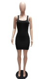 Pink Sexy Solid Hollowed Out U Neck Pencil Skirt Dresses