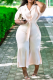 Apricot Casual Solid Patchwork Turndown Collar Short Sleeve Two Pieces