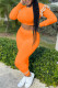 Orange Casual Striped Print Patchwork Flounce O Neck Long Sleeve Two Pieces