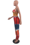 Colour Sexy Patchwork Tie-dye Spaghetti Strap Sleeveless Two Pieces
