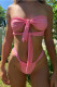 Pink Fashion Sexy Solid Hollowed Out Backless Swimwears