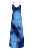Pink Casual Patchwork Tie-dye V Neck Straight Dresses