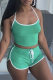 Green Casual Solid Patchwork Spaghetti Strap Sleeveless Two Pieces