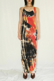 Red Sexy Print Patchwork O Neck Pencil Skirt Dresses