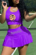 Purple Casual Print Patchwork U Neck Sleeveless Two Pieces