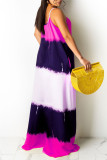 Purple Sexy Casual Print Backless Spaghetti Strap Sleeveless Dress