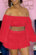 Burgundy Casual Solid Patchwork Off the Shoulder Long Sleeve Two Pieces