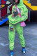 Green Street Print Patchwork Hooded Collar Long Sleeve Two Pieces