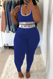 Pink Casual Sportswear Print Vests Pants U Neck Sleeveless Two Pieces