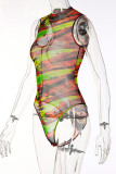 Colour Sexy Print Patchwork See-through Swimwears