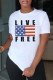 White Fashion Casual Print Basic O Neck T-Shirts