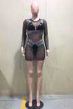 Black Sexy Patchwork See-through Mesh Swimwears