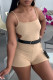 Apricot Fashion Sexy Solid Backless Without Belt Spaghetti Strap Skinny Romper
