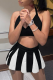 Black Casual Solid Patchwork Halter Sleeveless Two Pieces