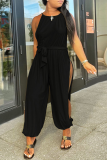 White Sexy Solid Patchwork Spaghetti Strap Harlan Jumpsuits