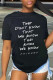 Black Fashion Casual Letter Print Basic O Neck T-Shirts
