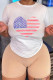 White Fashion Casual Print Basic O Neck T-Shirts