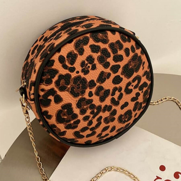 Orange Fashion Casual Print Leopard Chains Messenger Bag