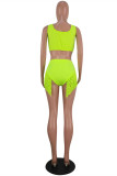 Fluorescent Green Fashion Sexy Solid Tassel Swimwears
